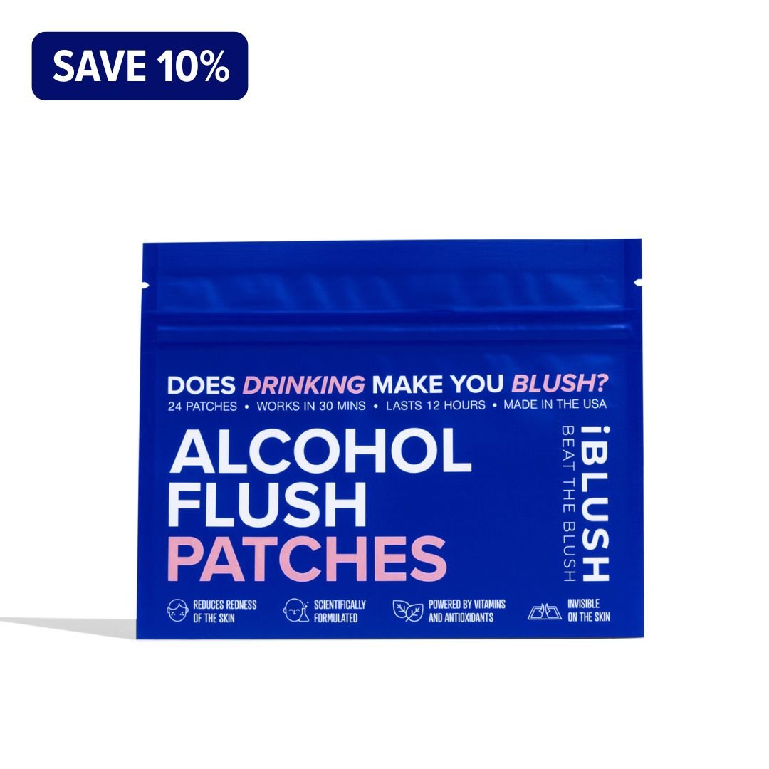 Asian flush patches packaging with promotional text on a white background