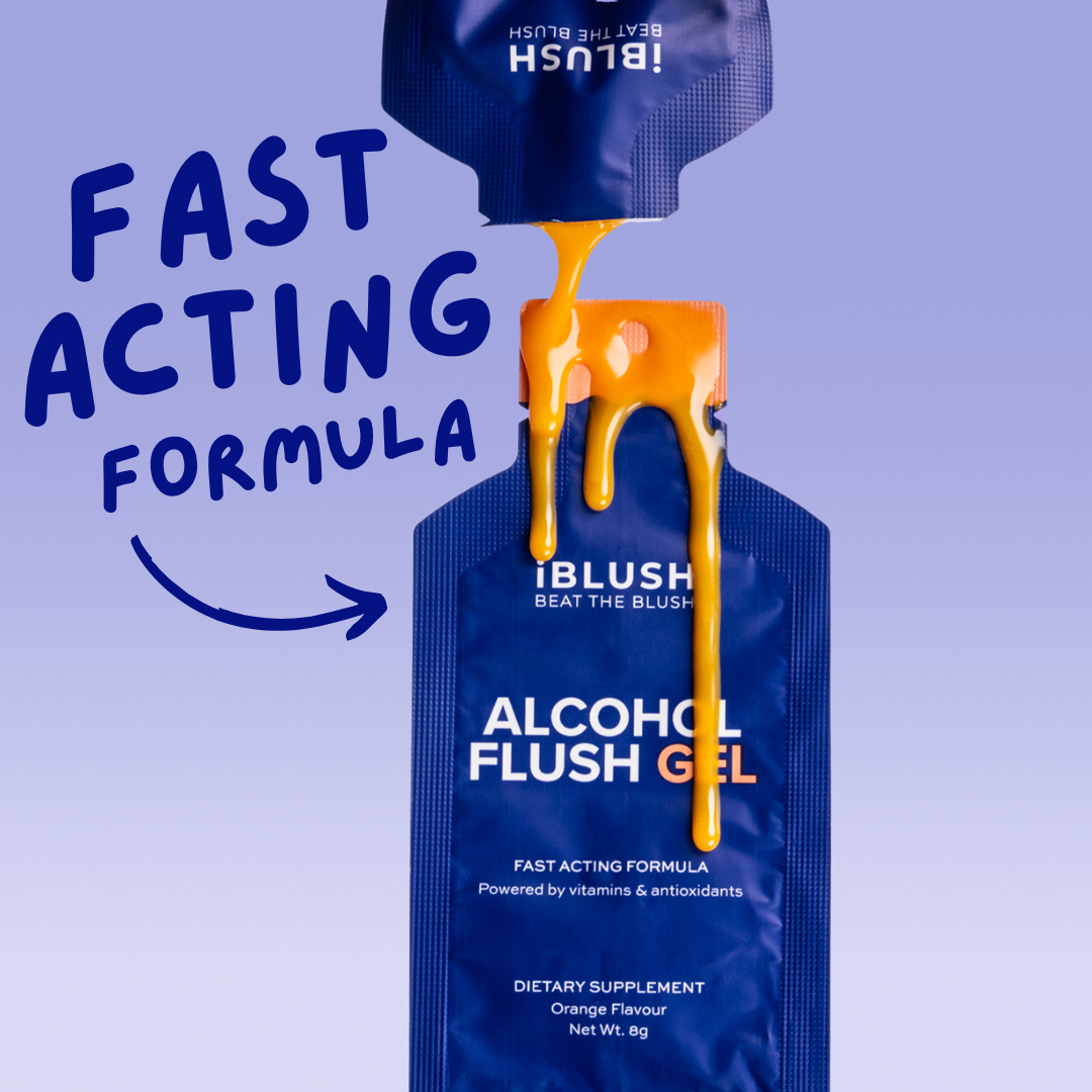 image of new, fast acting iblush alcohol flush reduction formula in new gel format. 